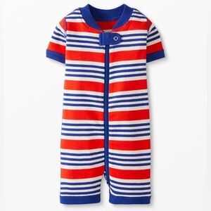 Hanna Andersson Baby Summer Zip Sleeper in Red and Blue Stripes